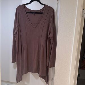Torrid V-Neck Long Sleeve Tunic - Taupe